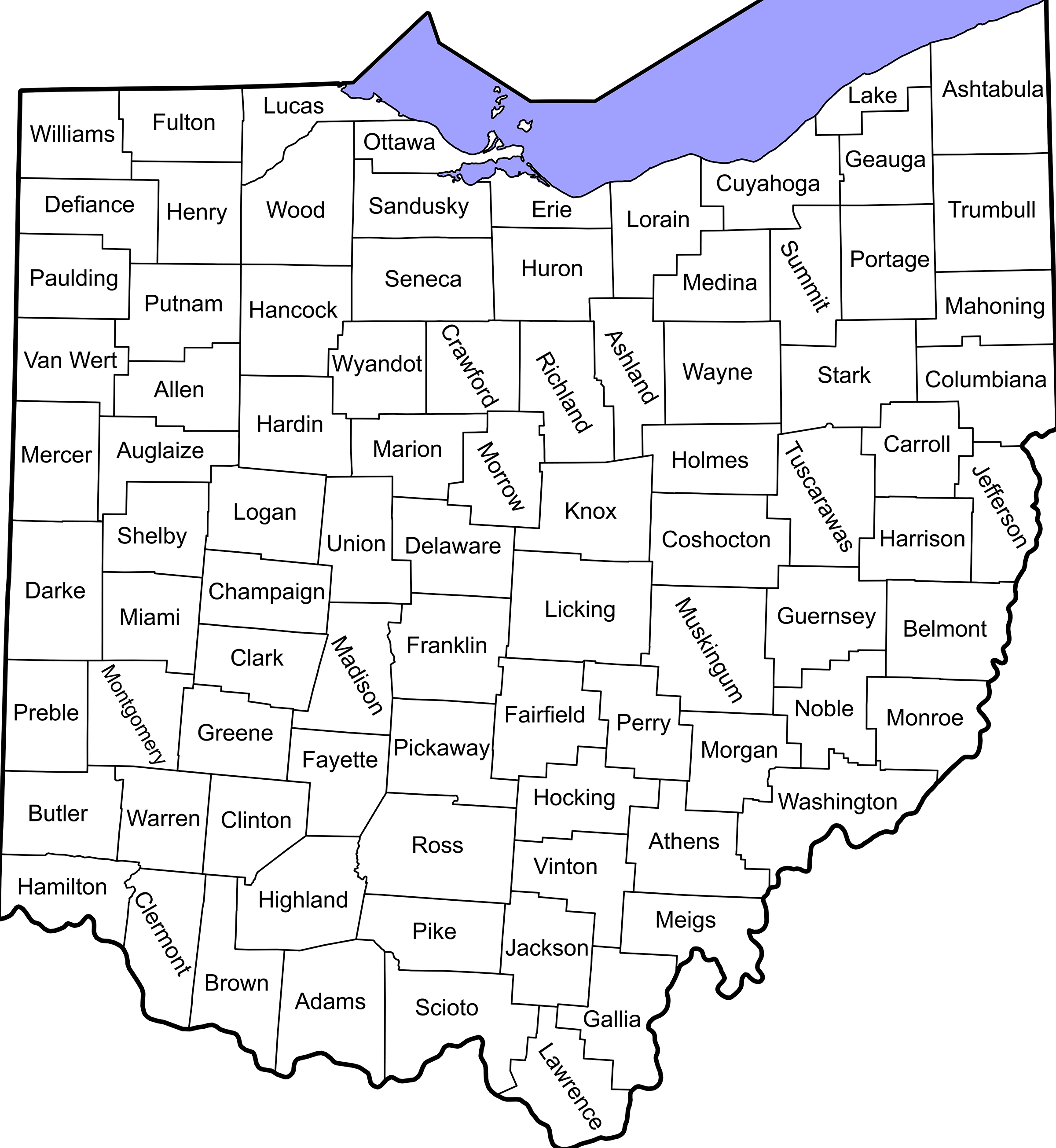 Printable Map Of Ohio Counties